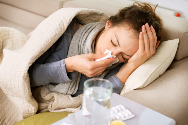 Woman having a flu